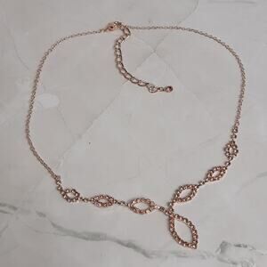 Rose Gold & Pink Rhinestone  Necklace